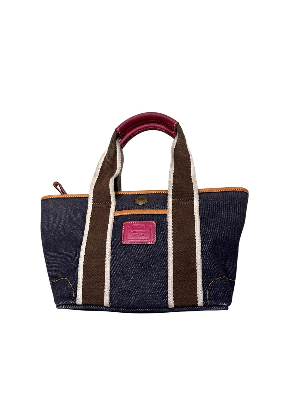 Coach Mini Hamptons Denim Y2K Zip Tote Blue Brown Pink Style 4497